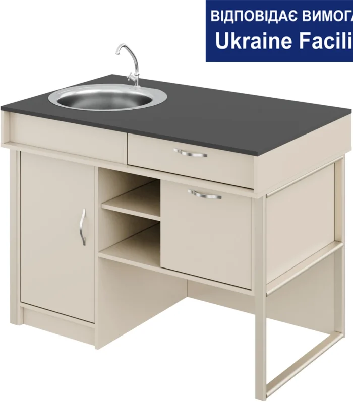 Стіл демонстраційний з мийкою Combi МДФ+HPL