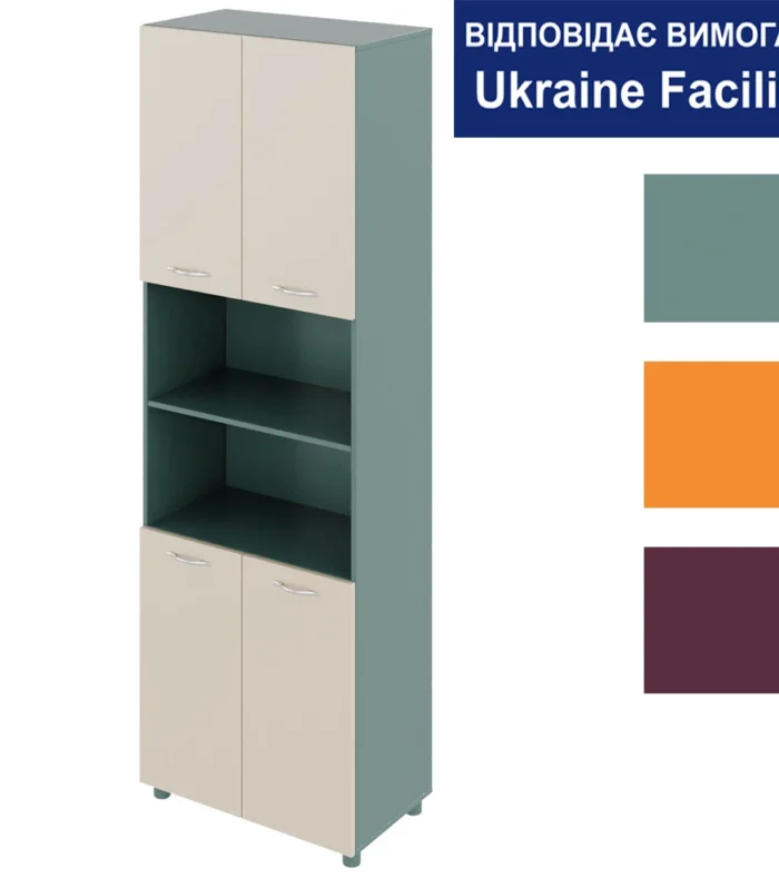 Шафа чотиридверна з двома відкритими нішами Color