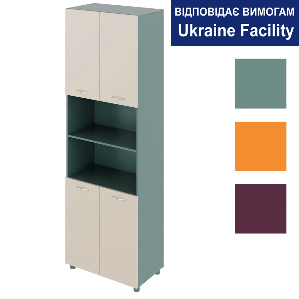 Шафа чотиридверна з двома відкритими нішами Color